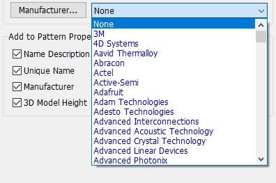 PatGen - Manufacturere drop-down