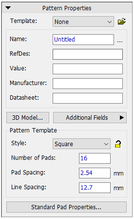 Pattern Properties panel n