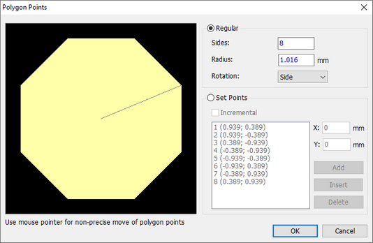 Place Shape Polygon points