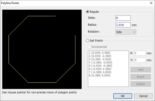 Place Shape Polyline points