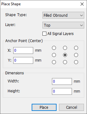 Precise placement FILLED OBROUND