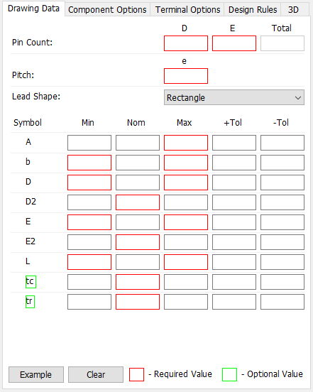 QFN w Tab drawing data