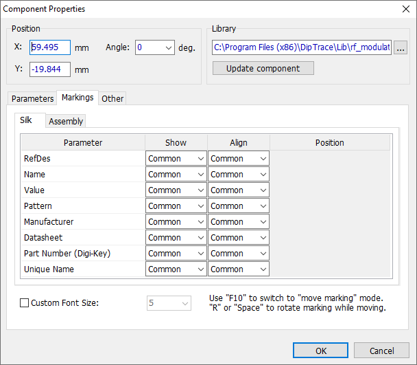 4.1.2 Markings tab