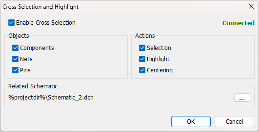 cross selection and highlight