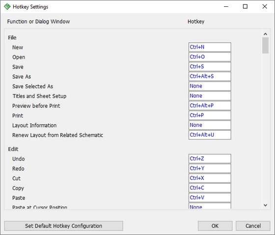 Hotkey settings