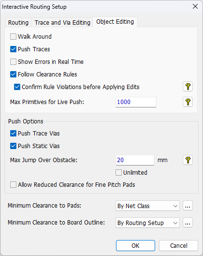 Interactive Routing Setup - Object Editing 5.3