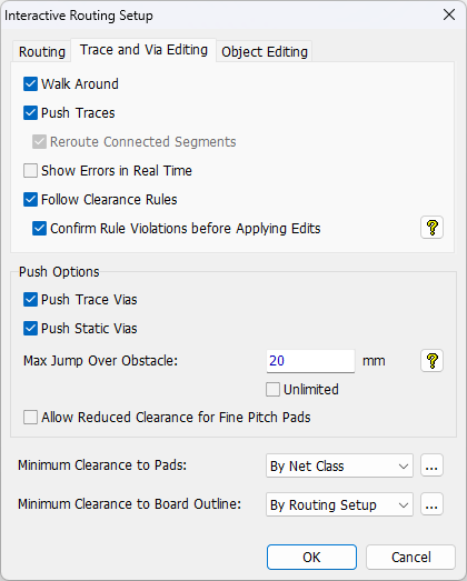 Interactive Routing Setup - Trace and via editing 5.3