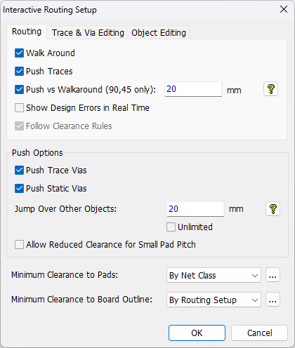 Interactive Routing Setup 5.3