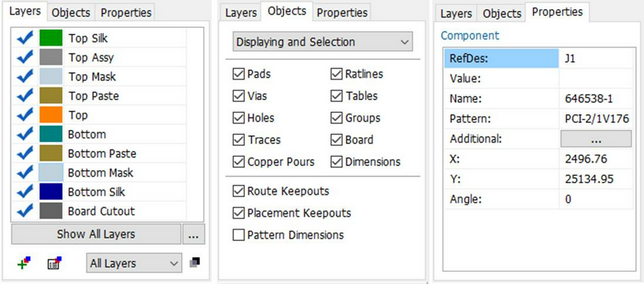 Layers Object Properties tabs