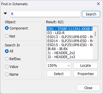Find in schematic