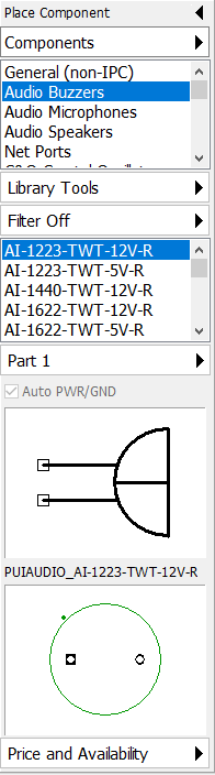 Place component panel
